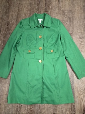 Charter Club Trébol Verde Ligero Guisante Abrigo Chaqueta Larga Trinchera Mediana Foto 1 de 4