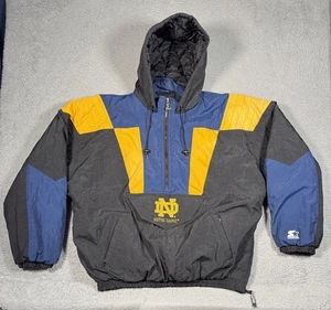 Vintage Notre Dame Fighting Irish Starter Parka Jacket Men 2XL Pullover Side Zip - Picture 1 of 15