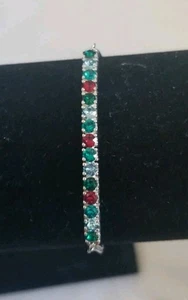 Swarovski Multi Color Crystal Adjustable Bolo  Bracelet Sterling Silver - Picture 1 of 11