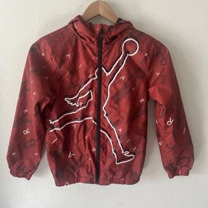 Air Jordan Boys 8 10 Red Black Windbreaker Zip Up Jacket - Picture 1 of 8