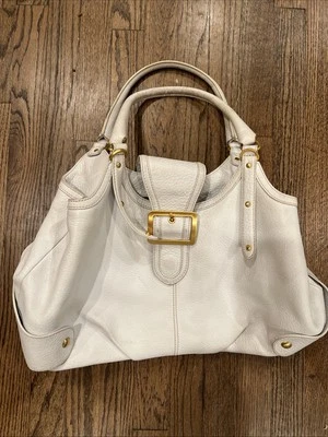 MAXX New York Oversized White Pebbled Leather Overnight Satchel Handbag Tote - Image 1 of 4