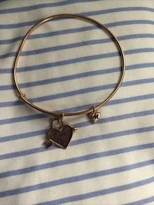 RL 14K 镀金可扩展手镯手链 带“我爱你”心形饰品 — 第 1/4 张图片