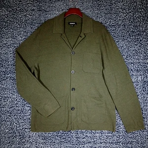 Express Strickjacke Hemd Pullover Herren XL Knopfleiste Strick Waldgrün Langarm - Bild 1 von 12