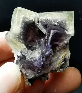 22g Natural Rare Transparent Purple Phantom Yellow Cube Fluorite Specimen - Picture 1 of 15