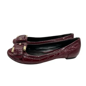 Burberry Quilted Flats Women's Size 5 Burgundy Leather Quiet Luxury Made Italy - Picture 1 of 8