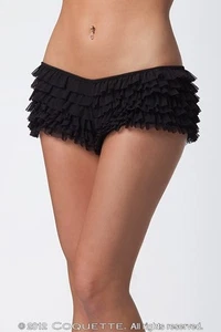 Coquette International Lingerie Short à Volants avec Noeud Dos Taille Unique Noir, Neuf - Photo 1/4