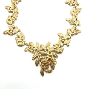 Christian Dior Blatt Halskette goldfarben Vintage Schmuck 43 cm gebraucht mit Box - Bild 1 von 12