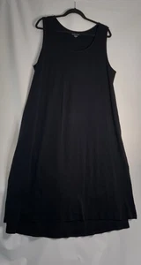 Eileen Fisher Tank Midi Dress Black Casual Classic Size XL 100% Organic Cotton - Picture 1 of 8
