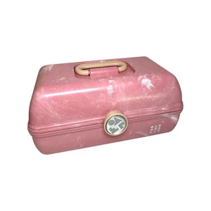 Caboodles 2-Tier Makeup Train Case with Mirror Pink Marble Swirls - Picture 1 of 9