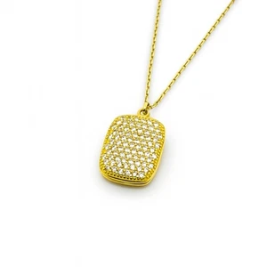 14k Gold Lab-Created Diamond Locket Pendant Necklace Women Photo Pendant Gift - Picture 1 of 4