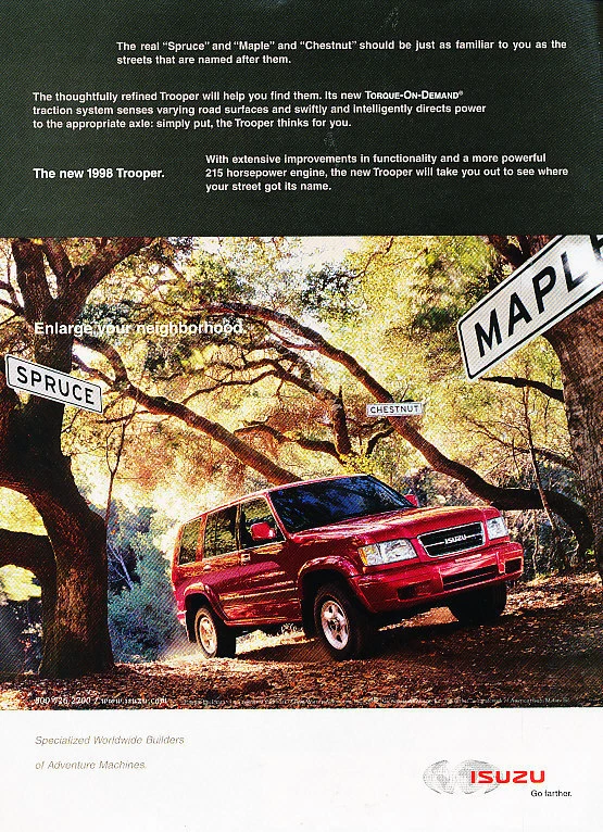 Isuzu Trooper 1998 - rojo - anuncio clásico vintage H02 Foto 1 de 1