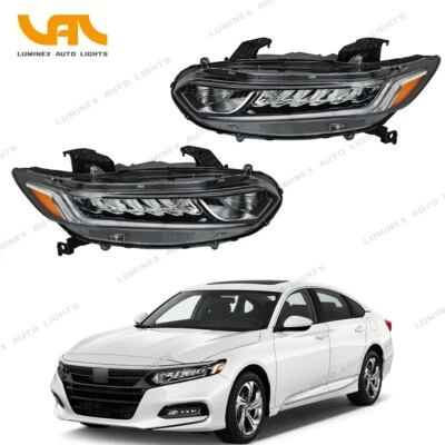 Factory Left&Right For 2018-2020 Honda Accord 4Dr LED Type Headlights DRL Chrome Foto 1 de 4