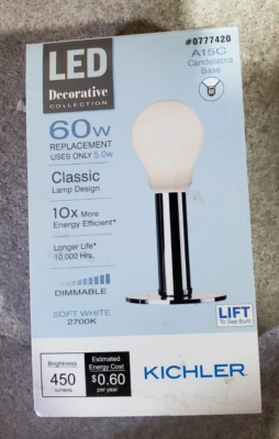 *CHEAP* Kichler Decorative Candelabra Base Soft White LED 2700K 60W Bulb A15C - Image 1 of 3