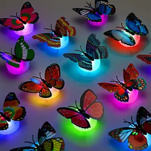 10PCS Colorful Glowing Butterfly LED Night Light Color Changing Lamp Decoration - Picture 1 of 12