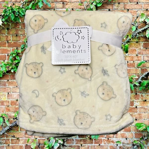 NEW Bear Moon Stars Leaves Animal Faces Plush Baby Blanket Toddler Baby Elements - Picture 1 of 7