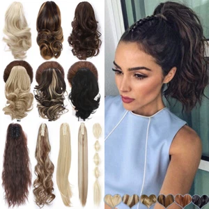 Thick Hair Ponytail Clip In Natural Claw On Pony Tail Hair Extensions AS Human - Picture 1 of 77