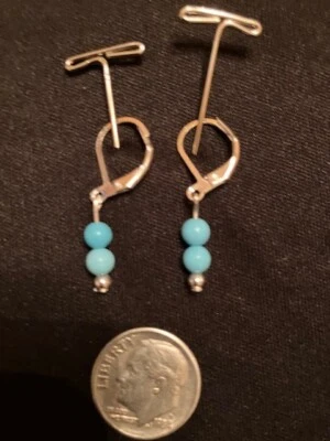 Pendientes turquesa de dos cuentas Foto 1 de 4