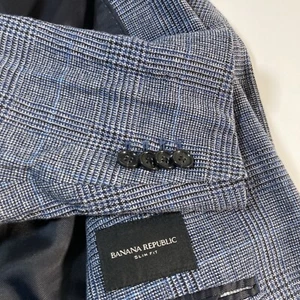 NEW Joseph Abboud Blazer Men’s 38R Linen Blend Blue Houndstooth Sport Coat NWOT - Picture 1 of 13