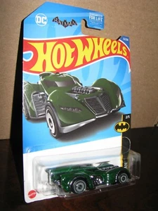 Hot Wheels 2021 #32 DC Batman #2 ARKHAM ASYLUM BATIMÓVIL verde con anuncios grises nuevo - Imagen 1 de 11