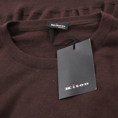 Kiton NWT Crew Neck Pull Over Sweater Size M US Solid Brown Cashmere Blend - Image 1 of 4