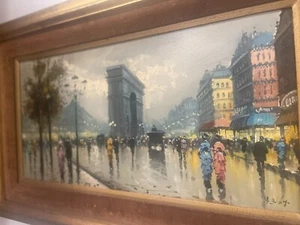 PINTURA ORIGINAL VINTAGE DE LA ESCENA CALLEJERA DE PARÍS POR ARTISTA FRANCÉS A. de LYS - Imagen 1 de 6