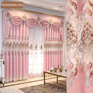 luxury American chenille embroidery pink cloth blackout curtain valance C365 - Picture 1 of 12