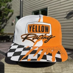 Vintage Tony Raines #19 Yellow Racing Snapback Hat Cap NASCAR Orange K-Products - Picture 1 of 10