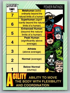 1991 Marvel Power Ratings Impel Trading Cards #160 Agility Stamina Set Break! NM - Bild 1 von 2