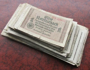 Lot of 100 WW2 50,5,20,1,0.5 REICHSMARK NAZI GERMANY CURRENCY GERMAN BANKNOTES - Picture 1 of 9