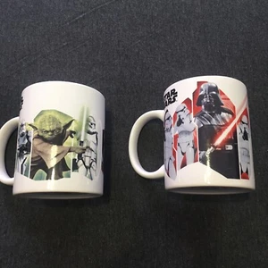 Star Wars Lot of 2 Galerie Coffee Mugs Collage Han Darth Yoda Luke Chewy R2D2 - Picture 1 of 5