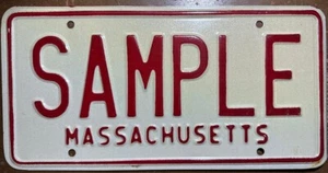 1970s SAMPLE License Plate Massachusetts Red Letters - Picture 1 of 1