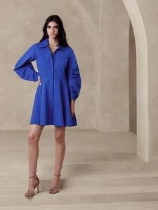 Banana Republic Paxton Popeline Minikleid Neu mit Etikett - Large Kobaltblau #755242 - Bild 1 von 7