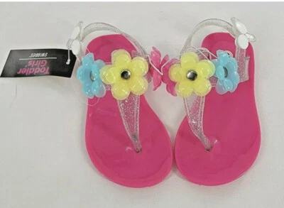 Новый ребенка ясельного возраста девочек сандалии маленький 7/8 розовый Summer желе шлепанцы туфли цветы z - Изображение 1 из 4