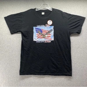 LAND OF THE FREE HOME OF THE BRAVE Black T-Shirt Unisex LARGE 100% Cotton - Picture 1 of 6