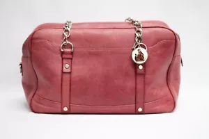 LANVIN Satchel Shoulder bag Pink Mauve Leather Silver Chain Straps Logo Charm - Picture 1 of 12