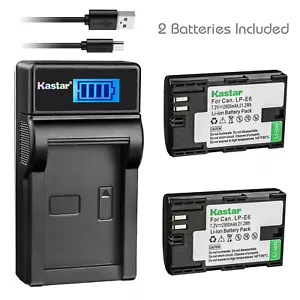 Kastar LP-E6 Battery + Charger for Canon 80D 90D 70D 6D 7D EOS 5D MARK II III IV - Picture 1 of 5