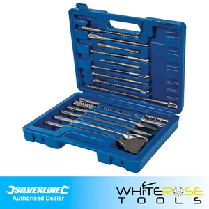 Silverline 196570 Set 15pz SDS Plus Punte Trapano e Scalpello Muratura Acciaio 5,5mm-16mm - Foto 1 di 8
