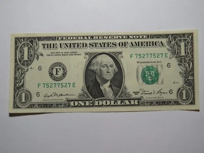 $1 1981 Repeater Serial Number Federal Reserve Currency Bank Note Bill #75277527 - Image 1 of 2