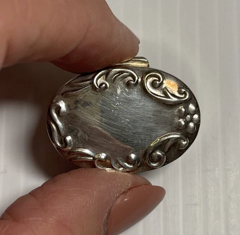 Vintage Mini Oval Sterling Silver Pill Box 11.1 Grams 1.3” Long Swag Florals Cover