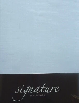 tablecloth Linen look Embossed lines fabric dining Table Cover WHITE 52" x 70" - Image 1 of 2