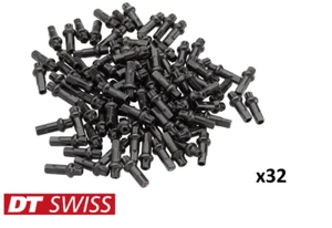 x32 DT Swiss Squorx Pro-Lock Spoke Nipples (14g/2mm, Black, 15mm) - Picture 1 of 2