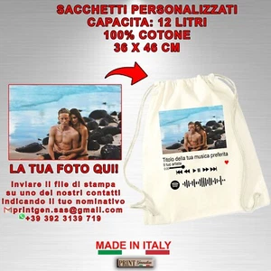 ZAINETTI sacchetti borse personalizzati con foto musica 100% cotone festa idea - Foto 1 di 1