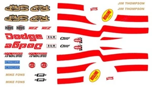 ROD SHOP DODGE Mike Fons - Jim Thompson Rojo 1/16 Tobogán Acuático CALCOMANÍAS - Imagen 1 de 3