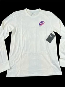 Nike Men's T-Shirt Athletic Drip Logo Swoosh Printed Active Long Sleeve Tee szXL - Picture 1 of 3