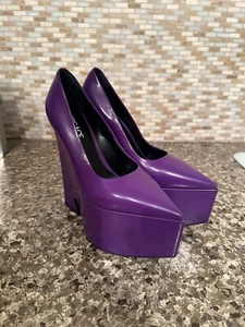 Versace Triplatform Heel Purple Size 38 Heels As is - Picture 1 of 5