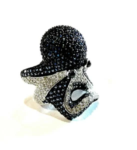 925 Silber Schmuck Ring Oktopus Details Swarovski Kristalle Gr. 56 verstellbar - Bild 1 von 3