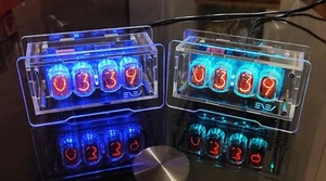 Nixie Clock with IN-12 Tubes * Best Gift * Clear Enclosure & Fullcolor Backlight - Picture 1 of 14