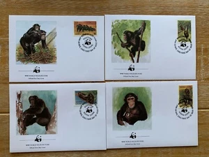 SIERRA LEONE 1983 FDC x 4 WWF CHIMPANZEE MONKEYS - Picture 1 of 1