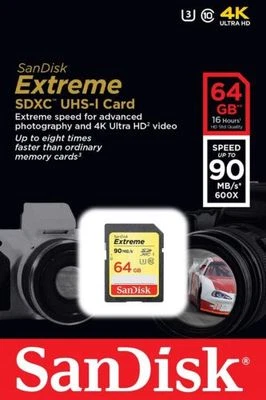 SanDisk Extreme 64 GB SDXC Memory Card up to 90 MB s, Class 10, U3, V30 - - Image 1 of 2