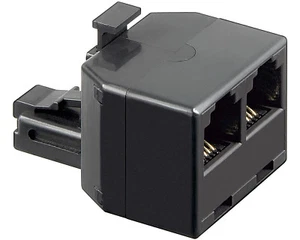 Telefon Y Verteiler Adapter RJ12 Stecker <> 2 x RJ12 Western Buchse 6P6C 1:1 - Bild 1 von 3